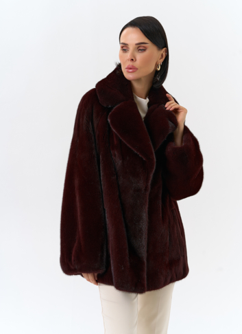 Женская шуба из скандинавской норки с английским воротником