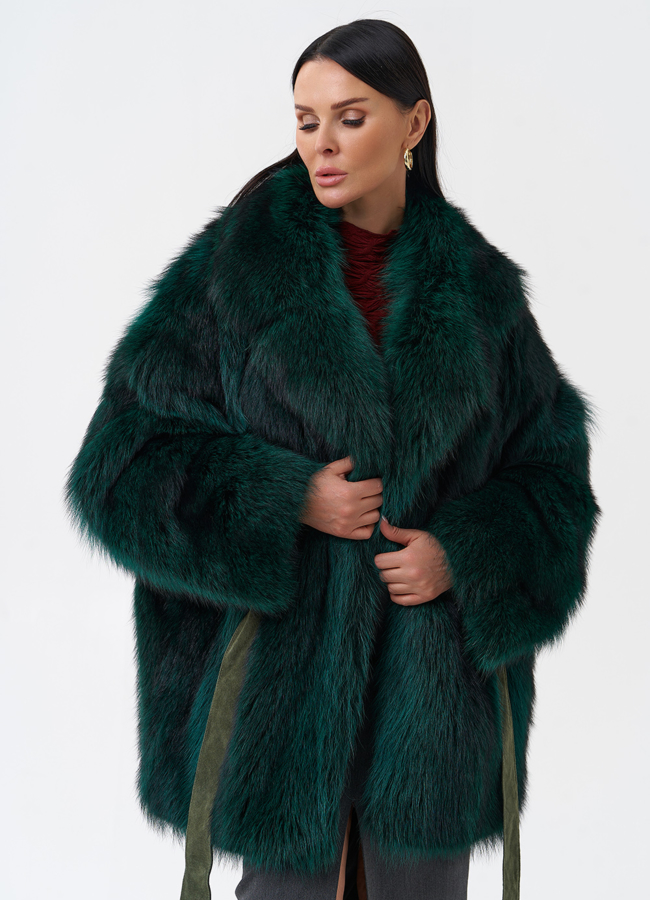Шуба из енота летучая мышь модель № 29365 универмаг малина