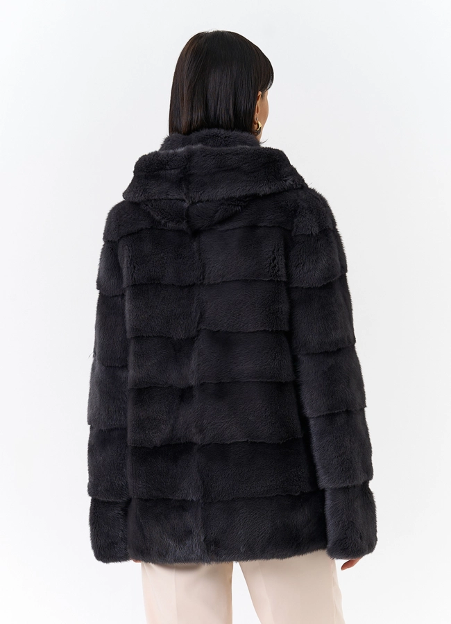 Куртка из меха норки с капюшоном модель № 25398 в кредит
