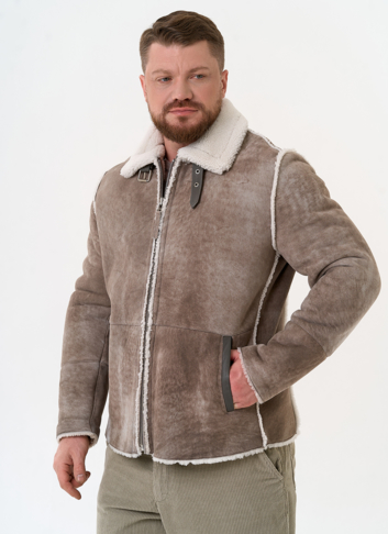 Светлая мужская дубленка