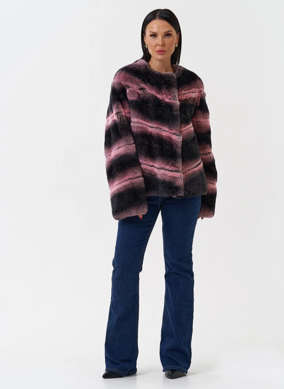 Короткая шуба из меха кролика фото