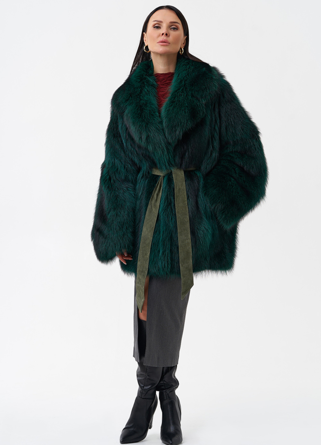 Шуба из енота летучая мышь модель № 29365 в рассрочку