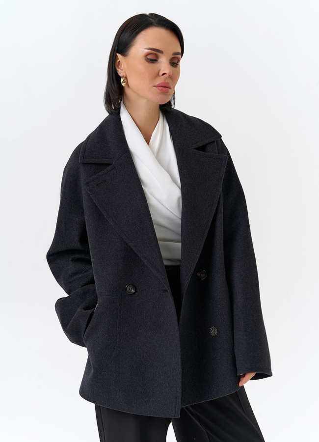 Женское укороченное пальто с английским воротником модель № 32512 универмаг малина