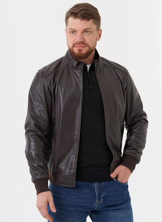 Кожаная куртка "бомбер"