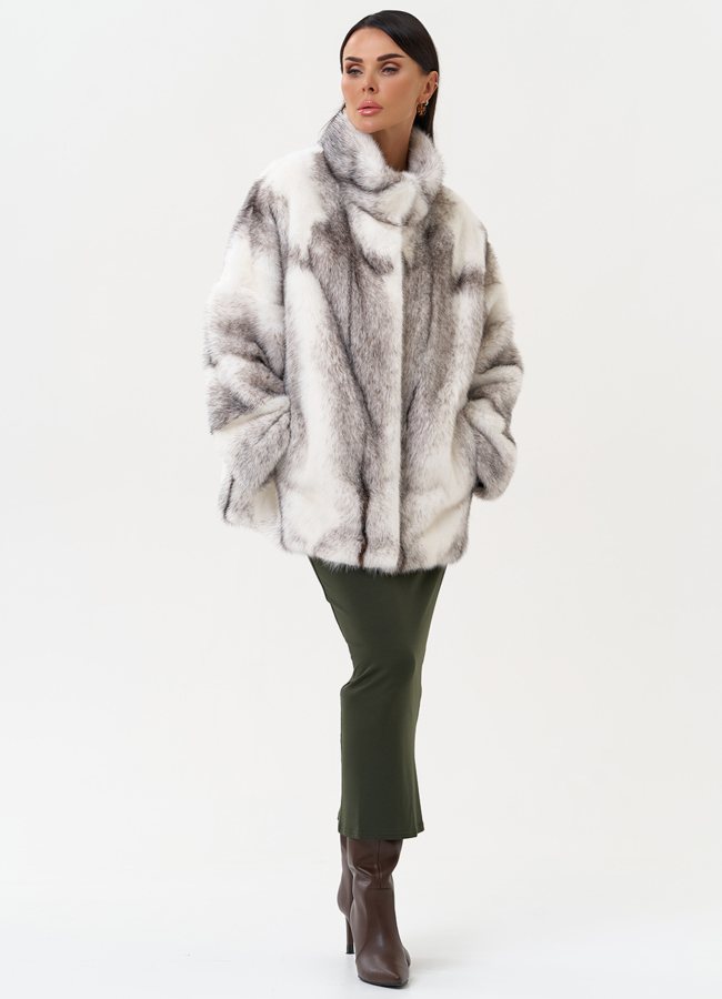 Коротка шуба из норки крестовки модель № 31319 универмаг малина