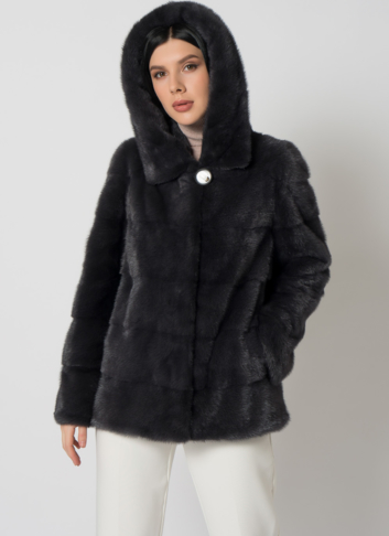 Куртка из меха норки с капюшоном