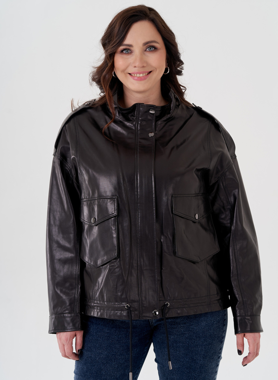 Куртка из натуральной кожи черного цвета