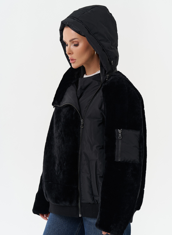 Комбинированная куртка с капюшоном