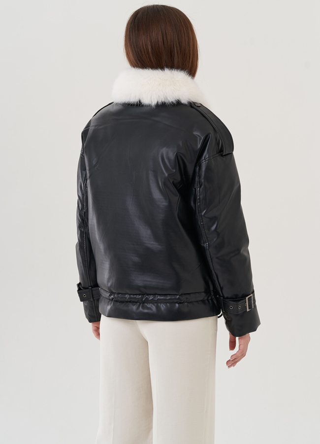 Куртка демисезонная из искусственной кожи модель № 25347 в кредит