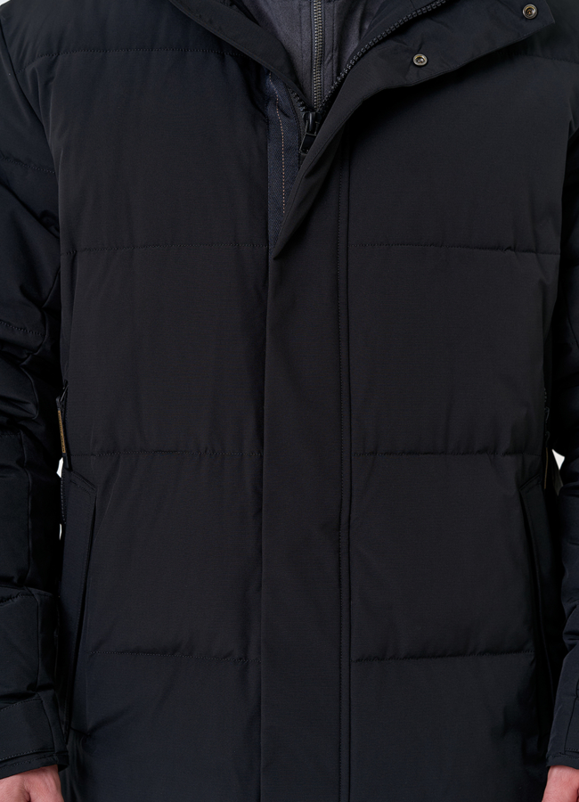 Мужской удлиненный пуховик с капюшоном модель № 31453 универмаг малина