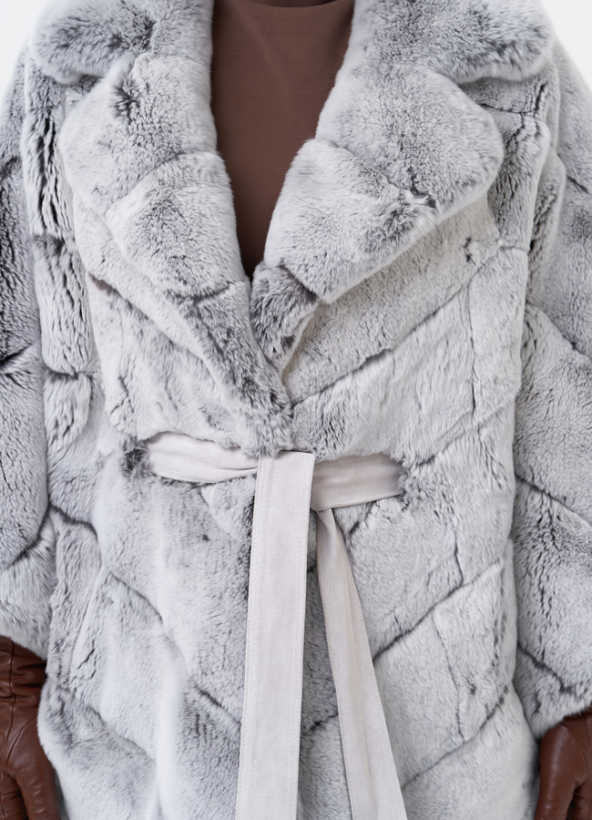 Шуба из меха кролика с английским воротником  модель № 29210 универмаг малина