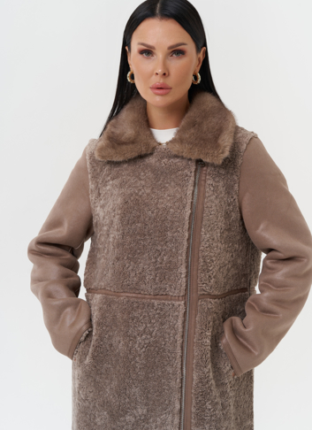 Дубленка из эко кожи с отделкой эко мехом