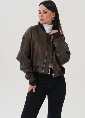 Куртка "бомбер" из натуральной кожи