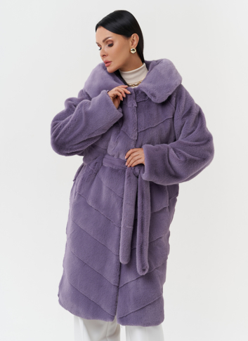 Женская шуба из эко меха с капюшоном