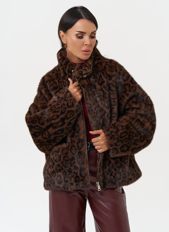 Женская куртка из эко меха с воротником 