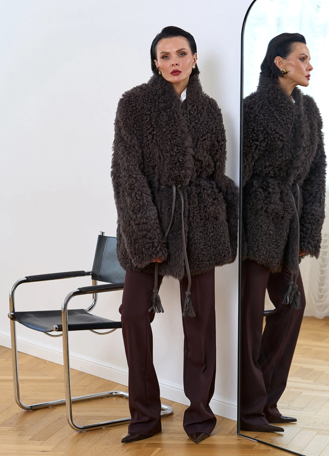 фото Женская дубленка двухсторонняя модель № 34171 фото