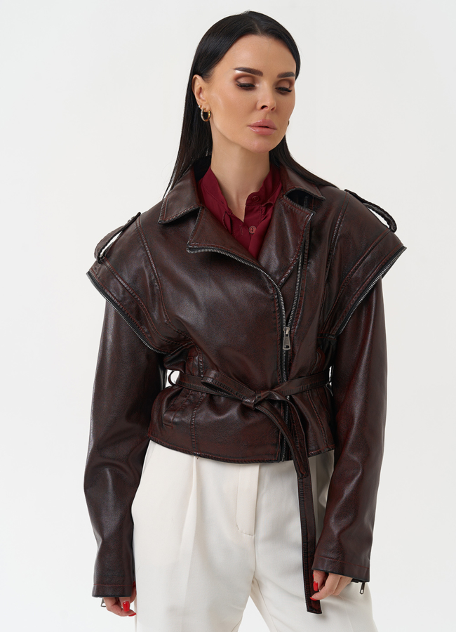 Куртка женская из эко кожи в стиле ретро модель № 30448 в кредит