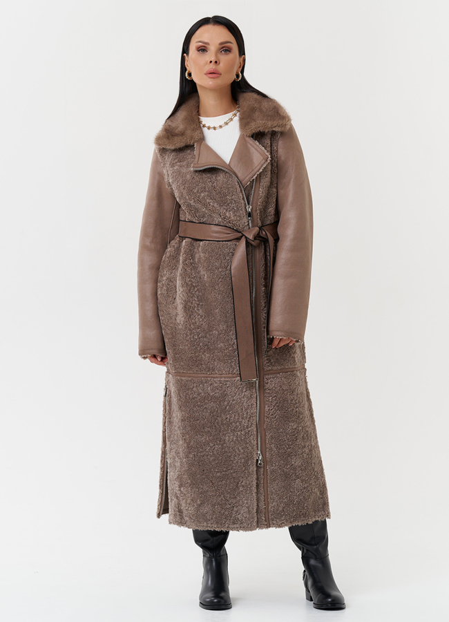 Дубленка из эко кожи с отделкой эко мехом модель № 27783 в кредит