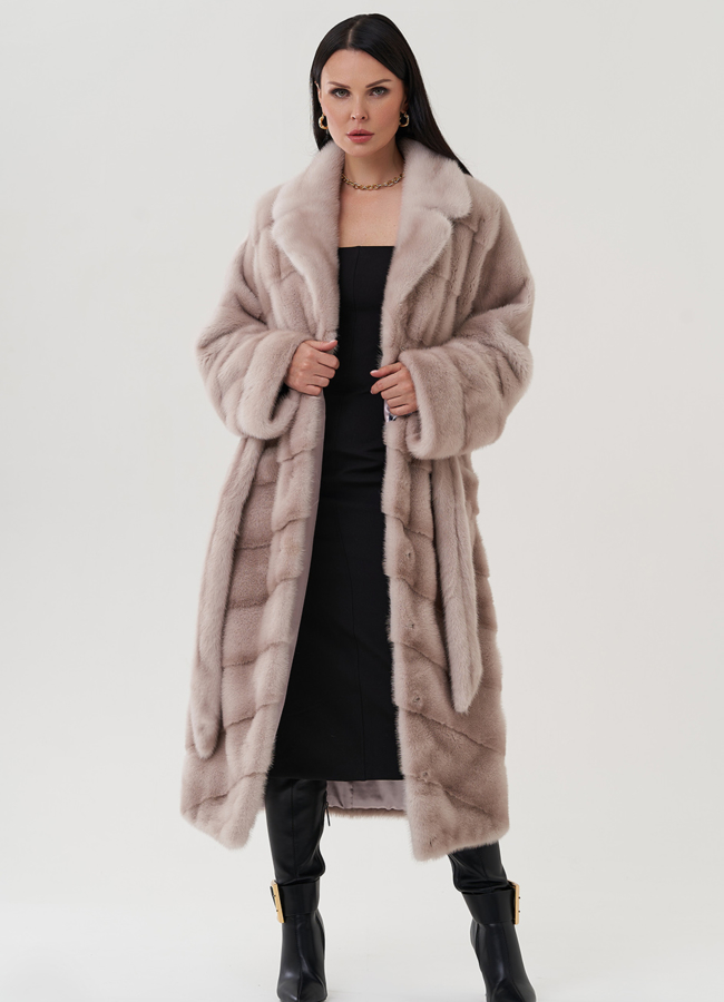 Шуба из норки с английским воротником  модель № 24817 универмаг малина