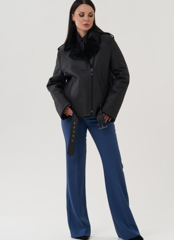 Женская дубленка черного цвета