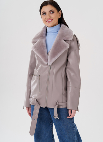 Куртка из эко кожи на утеплителе с натуральным мехом