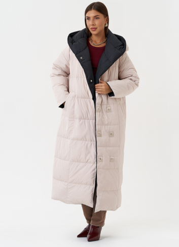 Женский двухсторонний пуховик с капюшоном