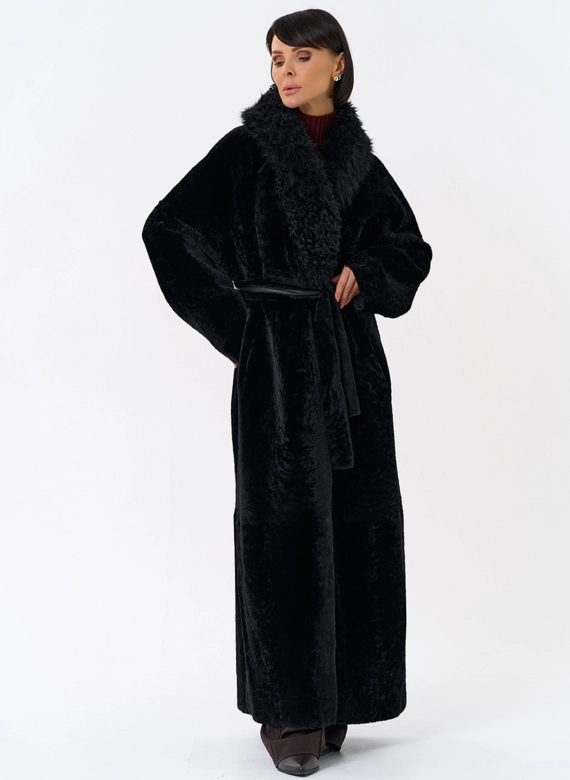 Женская натуральная дубленка с воротником шаль