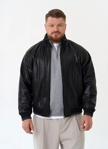 Мужская куртка бомбер из натуральной кожи фото