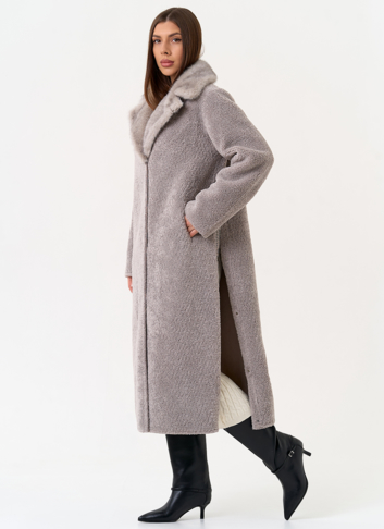 Женская двухсторонняя дубленка из эко замши