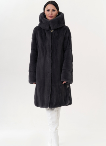 Шуба из норки в цвете графит