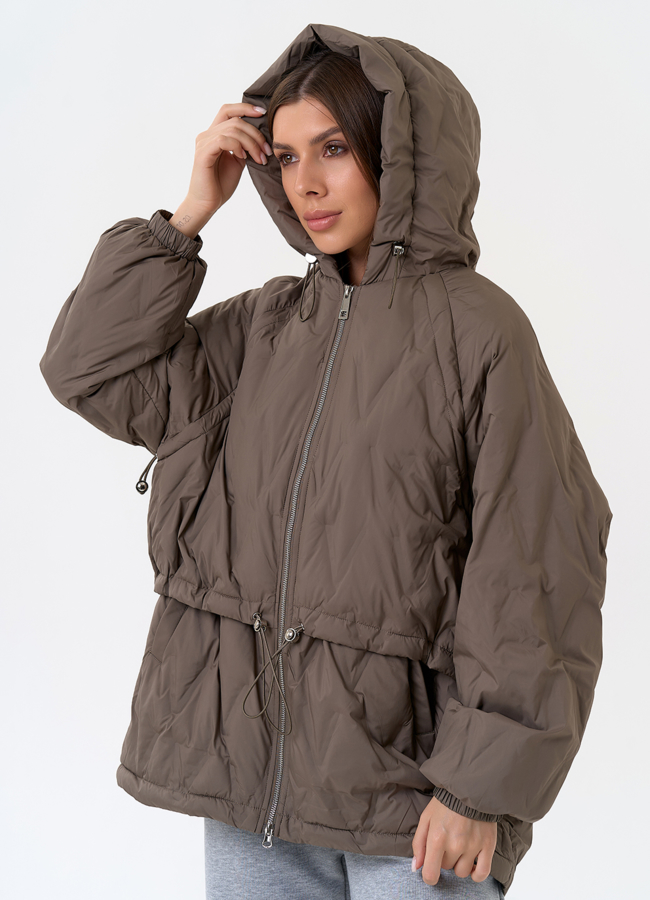 Женская куртка в коричневом цвете с капюшоном модель № 31391 универмаг малина