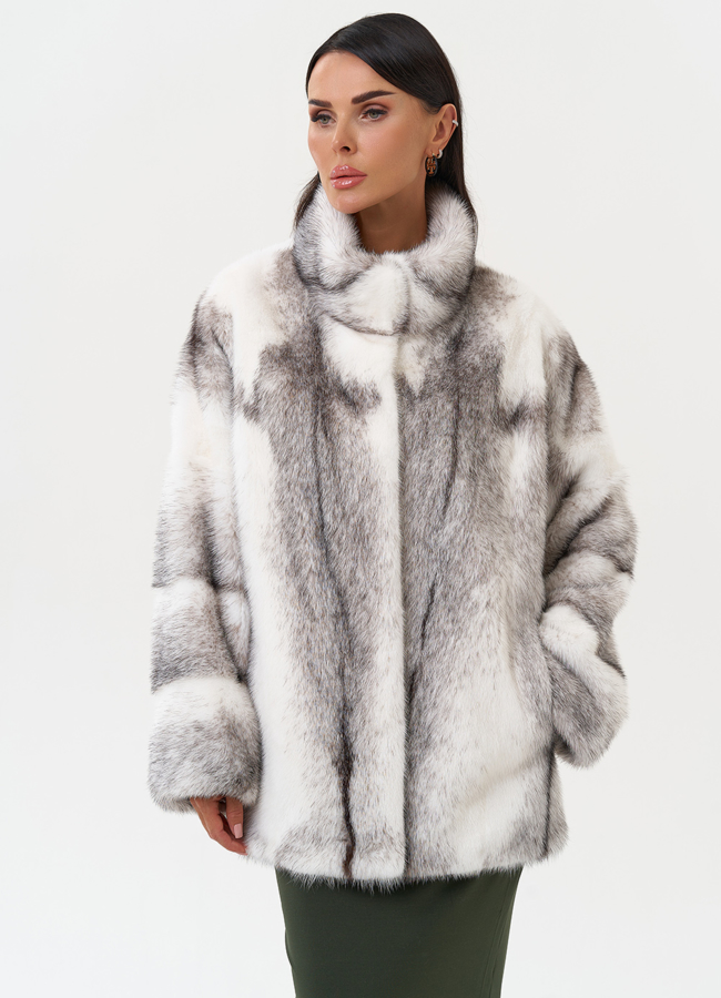 Коротка шуба из норки крестовки модель № 31319 универмаг малина