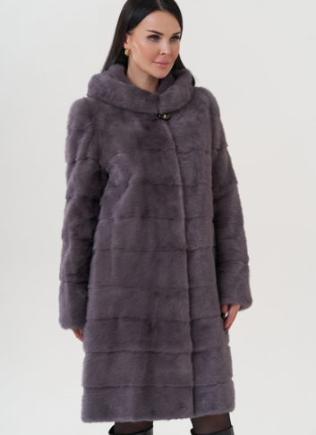 Шуба из норки с капюшоном 