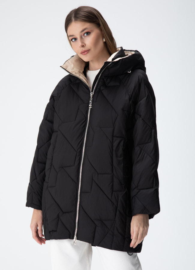 фото Женский пуховик с капюшоном  модель № 28388