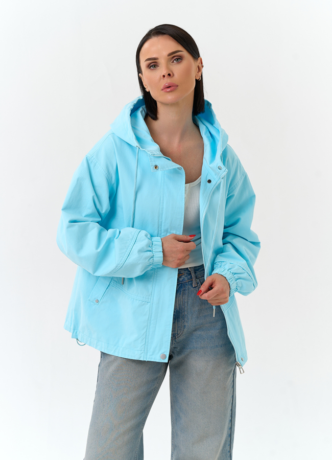 Женская ветровка с капюшоном  модель № 33117 меха малина