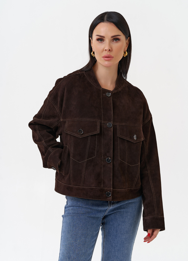 Куртка из замши коричневого цвета модель № 29927 универмаг малина