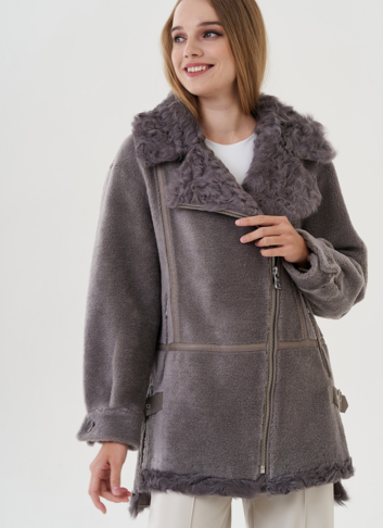 Женская куртка "косуха" из искусственного меха