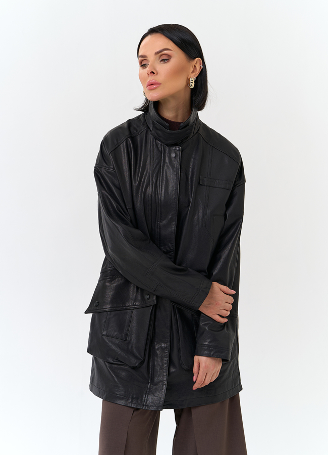 Женская удлиненная куртка из натуральной кожи модель № 32759 универмаг малина