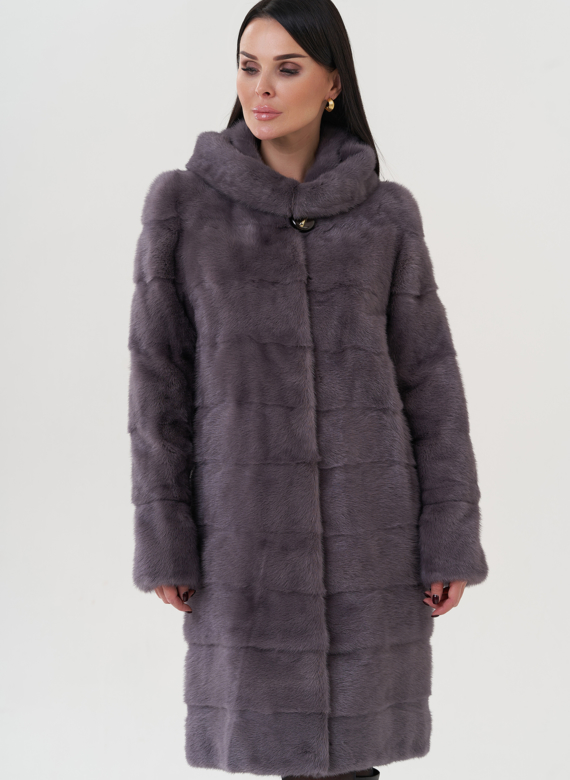 Шуба из норки с капюшоном 