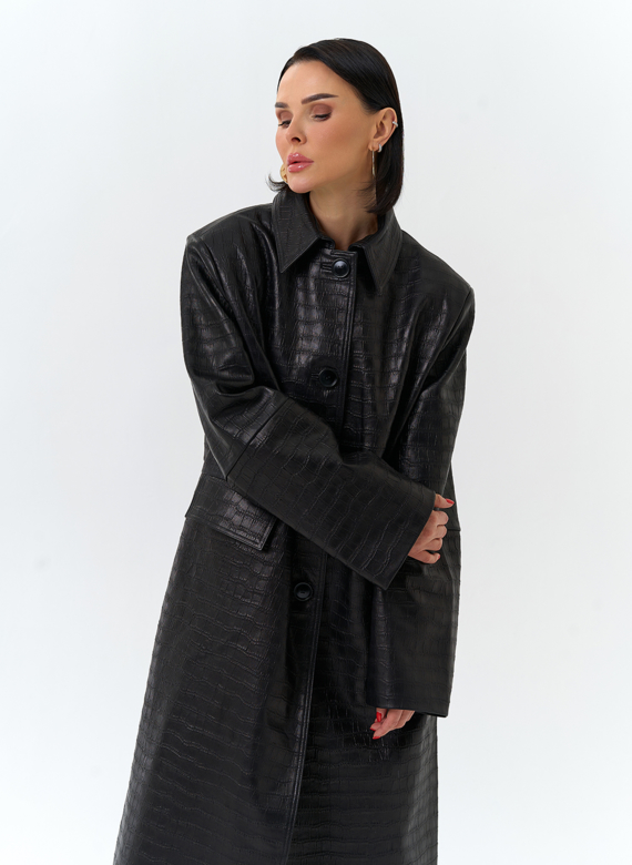 Женский плащ из натуральной кожи 