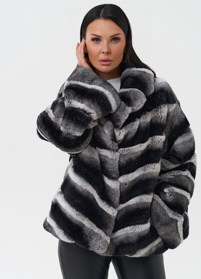 Женская шуба из меха кролика модель № 31948 универмаг малина