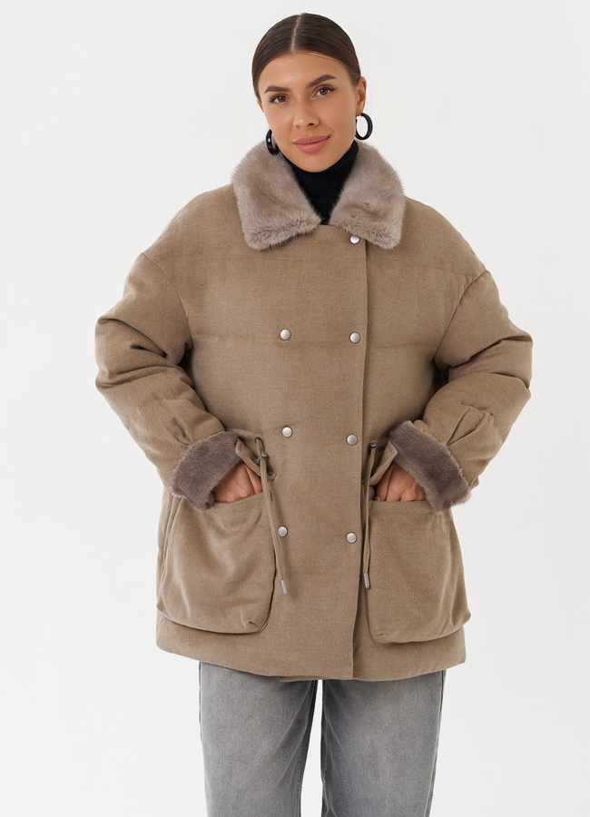 Полупальто с отделкой из меха норки модель № 28834 универмаг малина