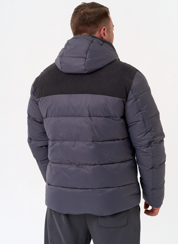 Мужской пуховик с отделкой из вельвета