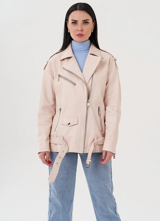 Куртка из светлой кожи модель № 24329 универмаг малина