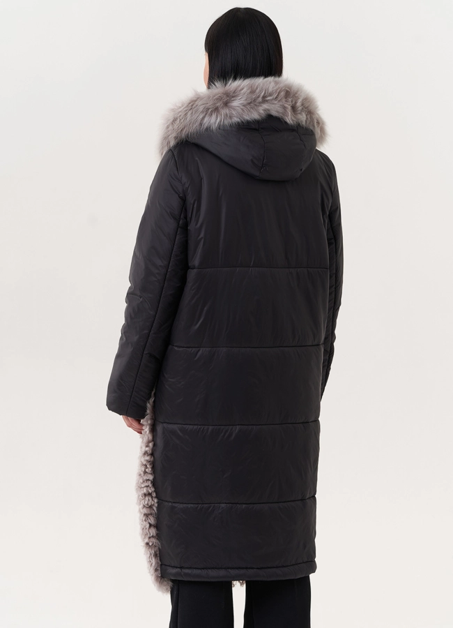 Комбинированный пуховик с овчиной модель № 26911 универмаг малина