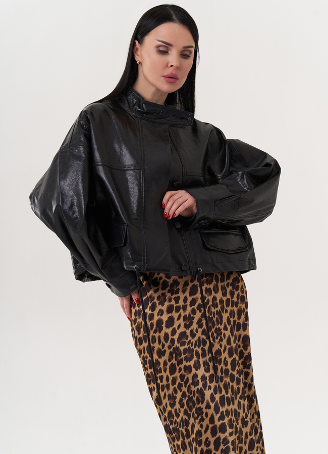 Куртка оверсайз из натуральной кожи модель № 26893 в рассрочку