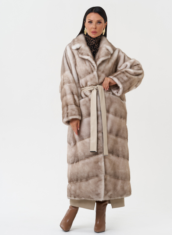 Длинная шуба из меха норки