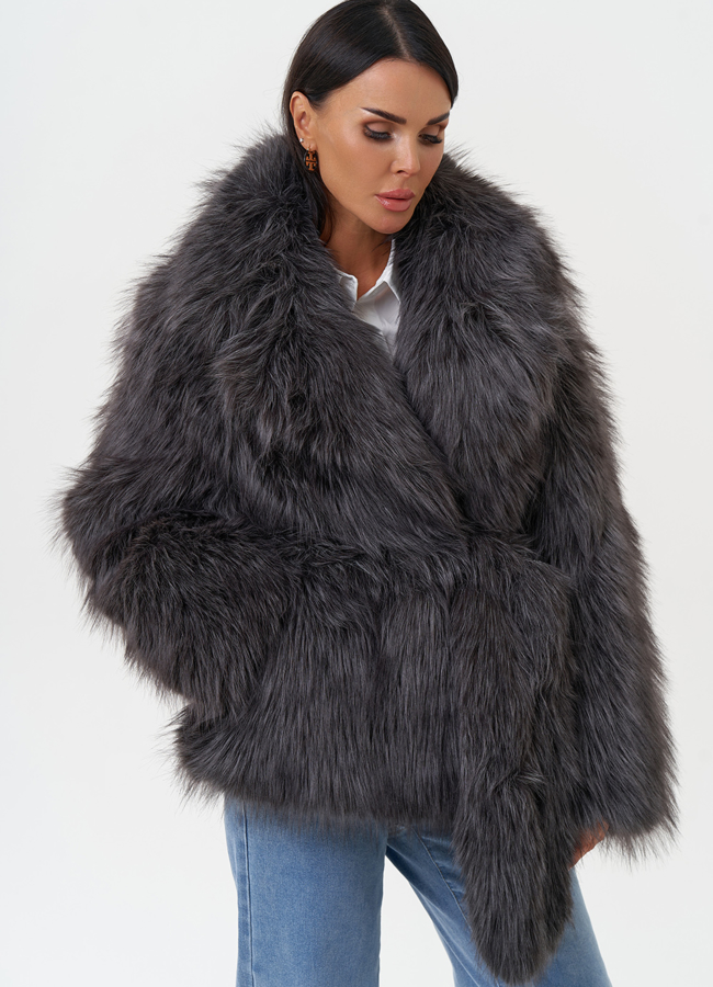 Женская шуба из эко меха модель № 31240 универмаг малина