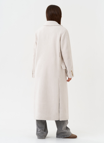 Длинное пальто из шерсти с английским воротником