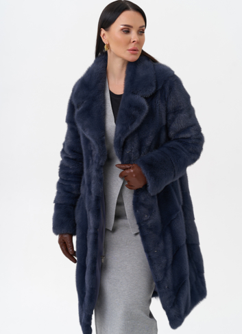 Норковая шуба с английским воротником 